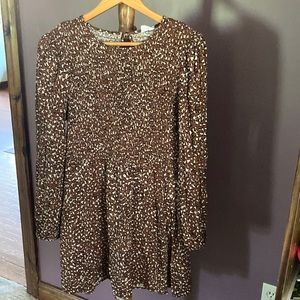 Long sleeve cheetah print dress